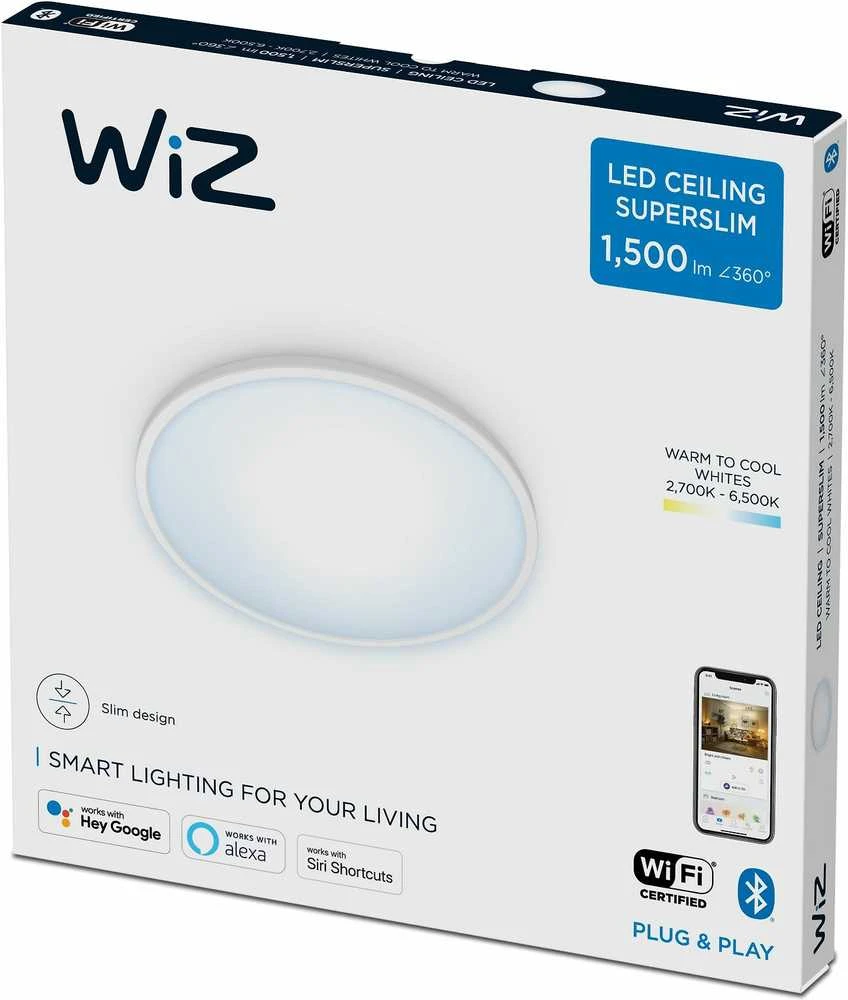 Lubinis šviestuvas WIZ SUPERSLIM CEILING 16W W RD 27-65K TW