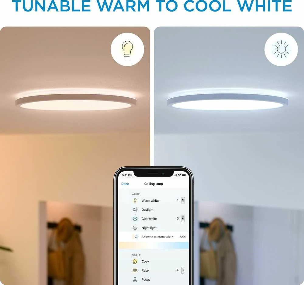 Lubinis šviestuvas WIZ SUPERSLIM CEILING 16W W RD 27-65K TW