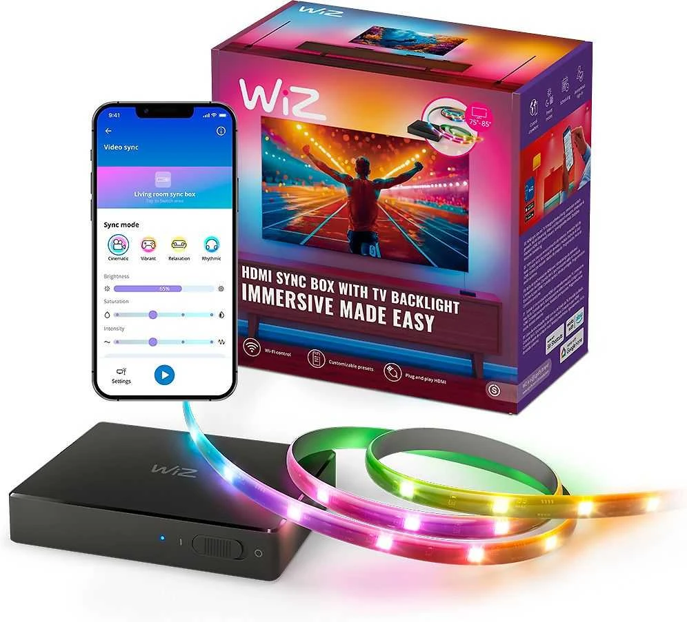 WiZ Sync Box ir LED juosta su programėlės valdymu