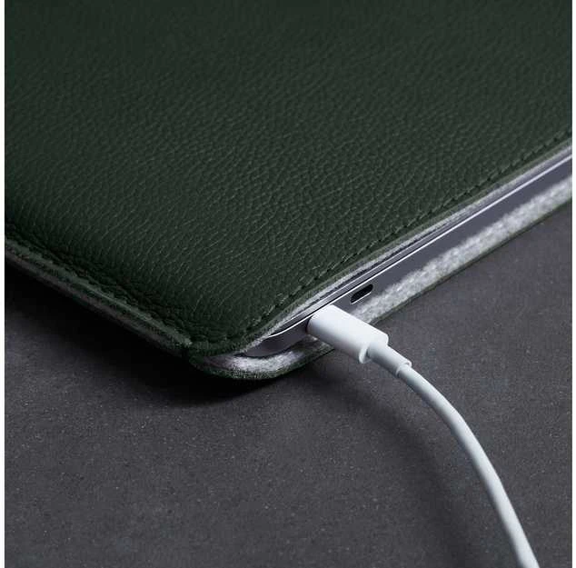 Woolnut Leather Sleeve apsauginė kišenė 13 MacBook Pro & Air, žalia