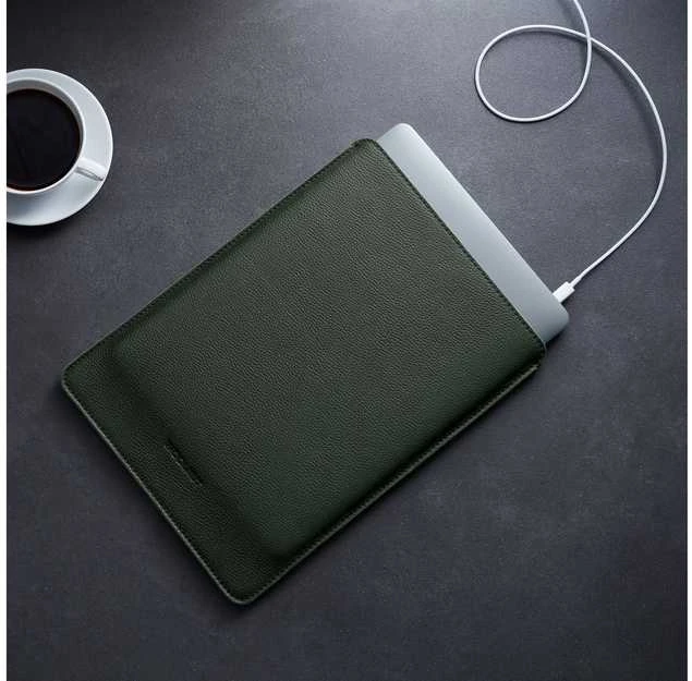 Woolnut Leather Sleeve apsauginė kišenė 13 MacBook Pro & Air, žalia
