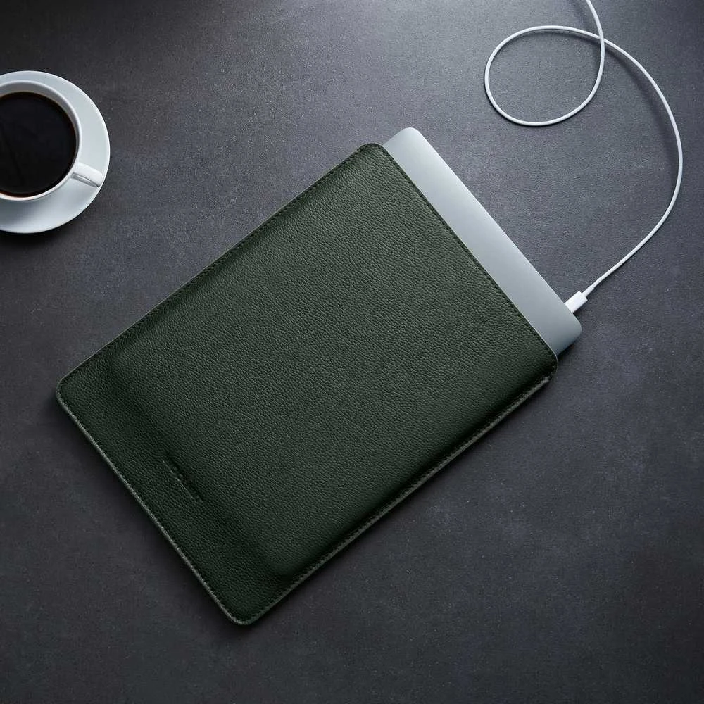 Woolnut Leather Sleeve apsauginė kišenė 13 MacBook Pro & Air, žalia