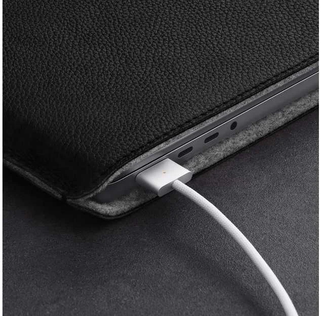 Woolnut DĖKLAS vilnonių RIEŠUTŲ odinė rankovė juoda | MacBook Pro 14 "