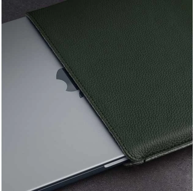 Woolnut Odinis vilnos riešuto spalvos dėklas, skirtas 15 colių „MacBook Air“, žalias