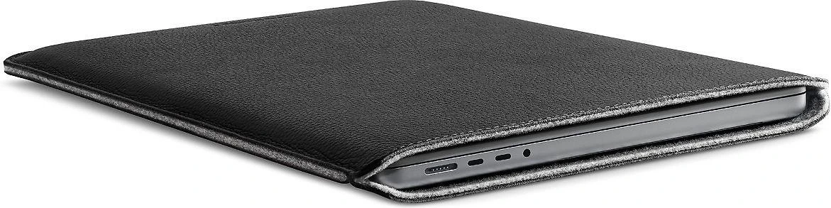 Woolnut Leather Sleeve -suojatasku 16 MacBook Pro, musta