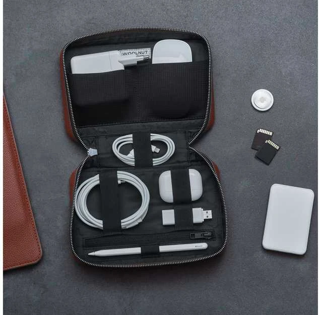 Dėklas na tabletė Woolnut WOOLNUT Leather Tech Organizer Cognac Brown