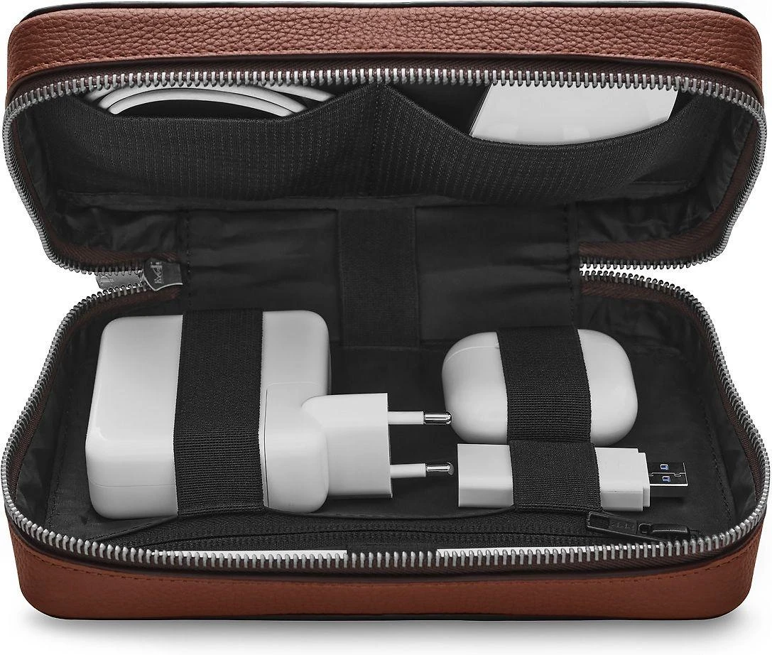 Dėklas na tabletė Woolnut WOOLNUT Leather Tech Organizer Cognac Brown