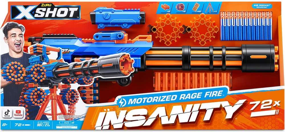 XShot X-Shot Insanity-Motorized Age Fire Gatlin pistoletas su trikoju - vaahtomuoviase