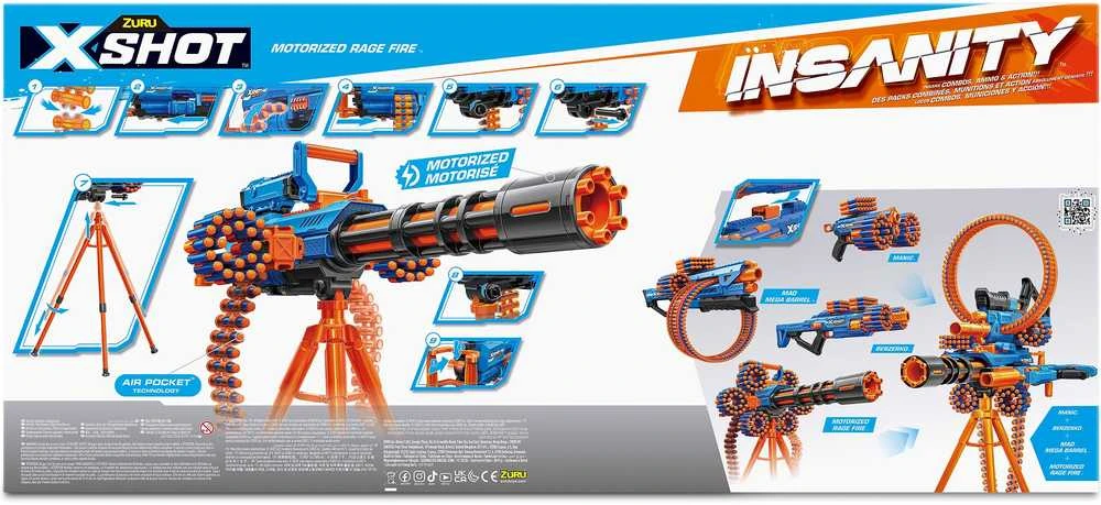 XShot X-Shot Insanity-Motorized Age Fire Gatlin pistoletas su trikoju - vaahtomuoviase