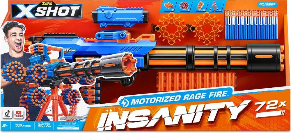 XShot ZURU X-Shot Insanity Rage Fire blasteris su 72 smiginiais, nuotolis 27 m