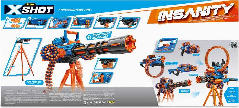 XShot ZURU X-Shot Insanity Rage Fire blasteris su 72 smiginiais, nuotolis 27 m