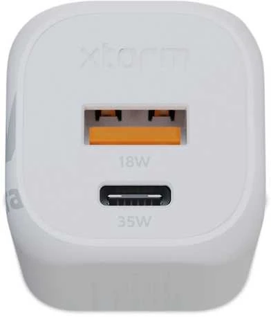 „Xtorm“ – 35 W „GaN2 Ultra“ namų įkroviklis, USB-C PD/USB-A, baltas