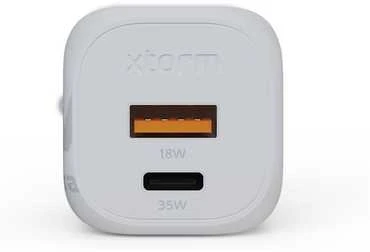 „Xtorm“ – 35 W „GaN2 Ultra“ namų įkroviklis, USB-C PD/USB-A, baltas