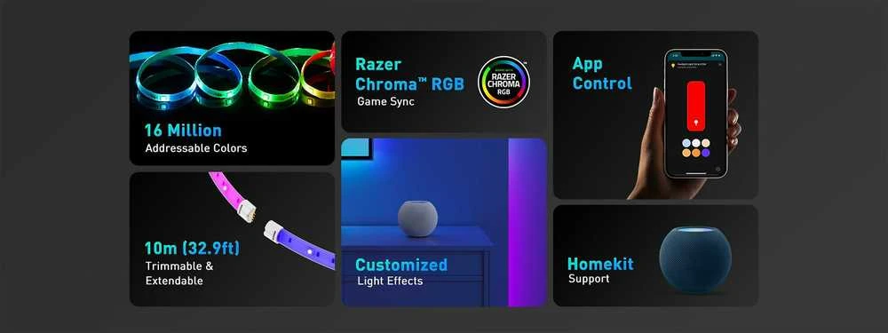 „Yeelight LED Lightstrip Pro“ prailgintuvas 1 m, 2,1 W, WLAN, „Bluetooth“