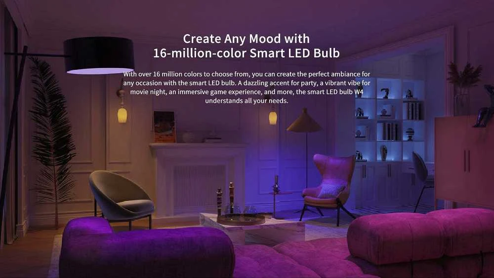 Yeelight Smart Bulb W4 | E27 | 8 W | 2700-6500 K | Spalva | LED lempa | 220 V