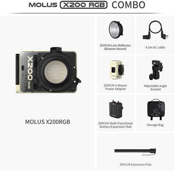 „Zhiyun Molus LED X200 RGB Cob“ studijinė lempa
