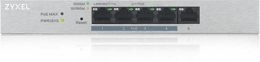 Šakotuvas ZYXEL GS1200-5HP, 5 PORT GIGABIT POE+ WEBMANAGED DESKTOP SWITCH, 4X POE, 60 WATT (5Y WARRANTY)
