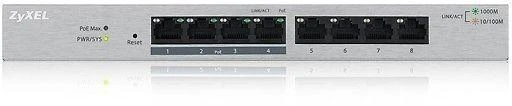 Šakotuvas „Zyxel 8 Port Gigabit PoE+“ žiniatinkliu valdomas jungiklis, 4x PoE, 60 vatų