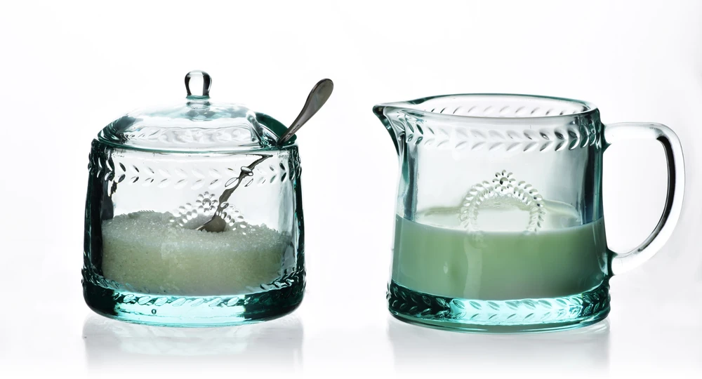 „Affek Design“ ECILA LIGHT cukrinių indelių rinkinys 9x9x7,3 cm su pieno indeliu 300 ml