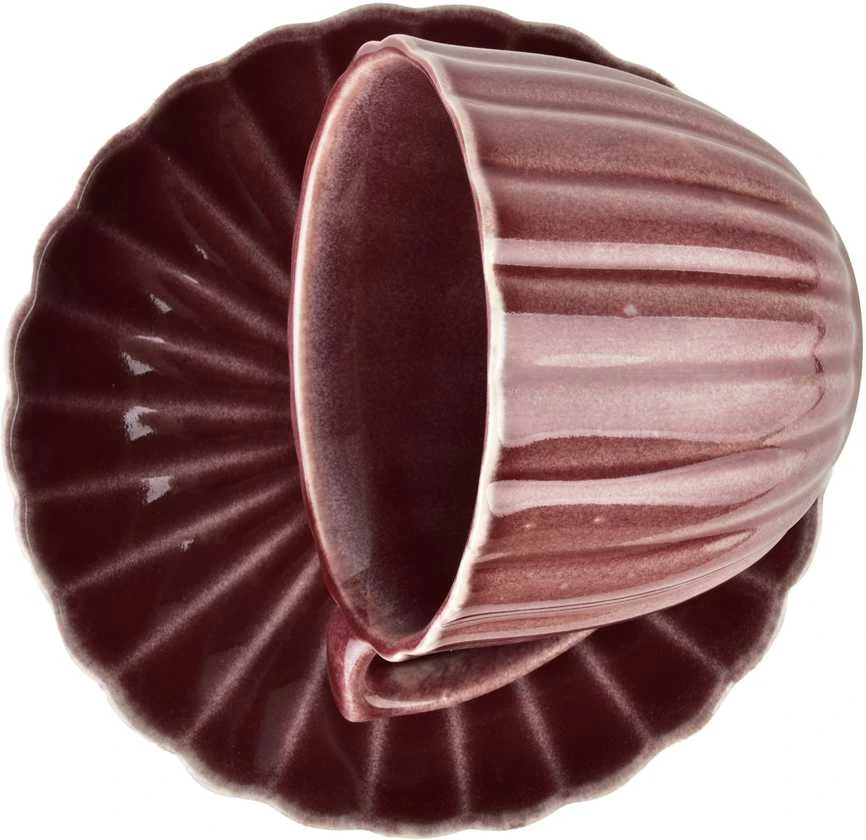 Affek Design EVIE BURGUNDY puodelis ir lėkštutė 300 ml