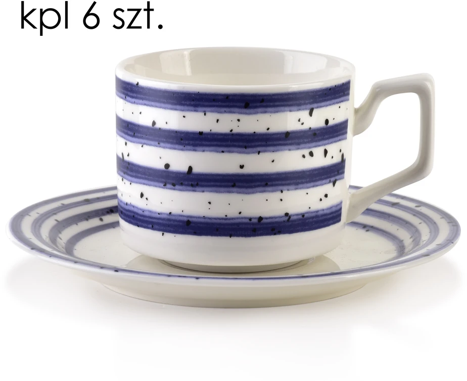 Affek Design JOY rinkinys, 6 puodeliai su lėkštutėmis, mėlyni, 210 ml