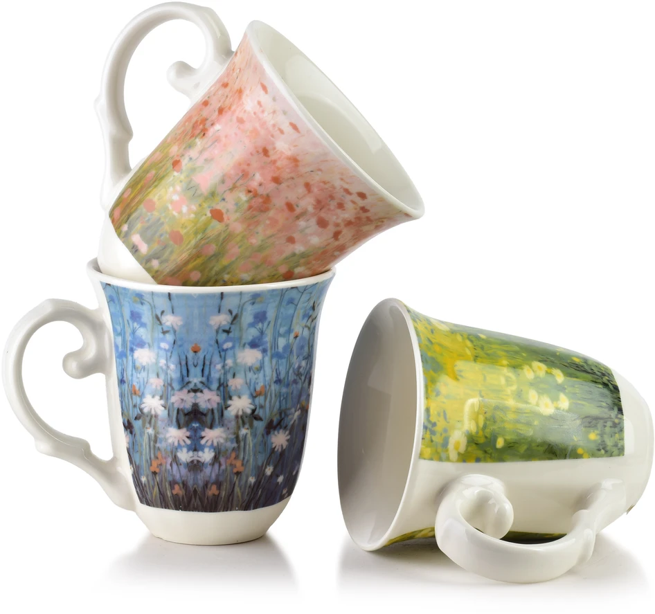 Affek Design LAVIA Puodelis 320ml 9,5x13x10,5cm žalia impresja