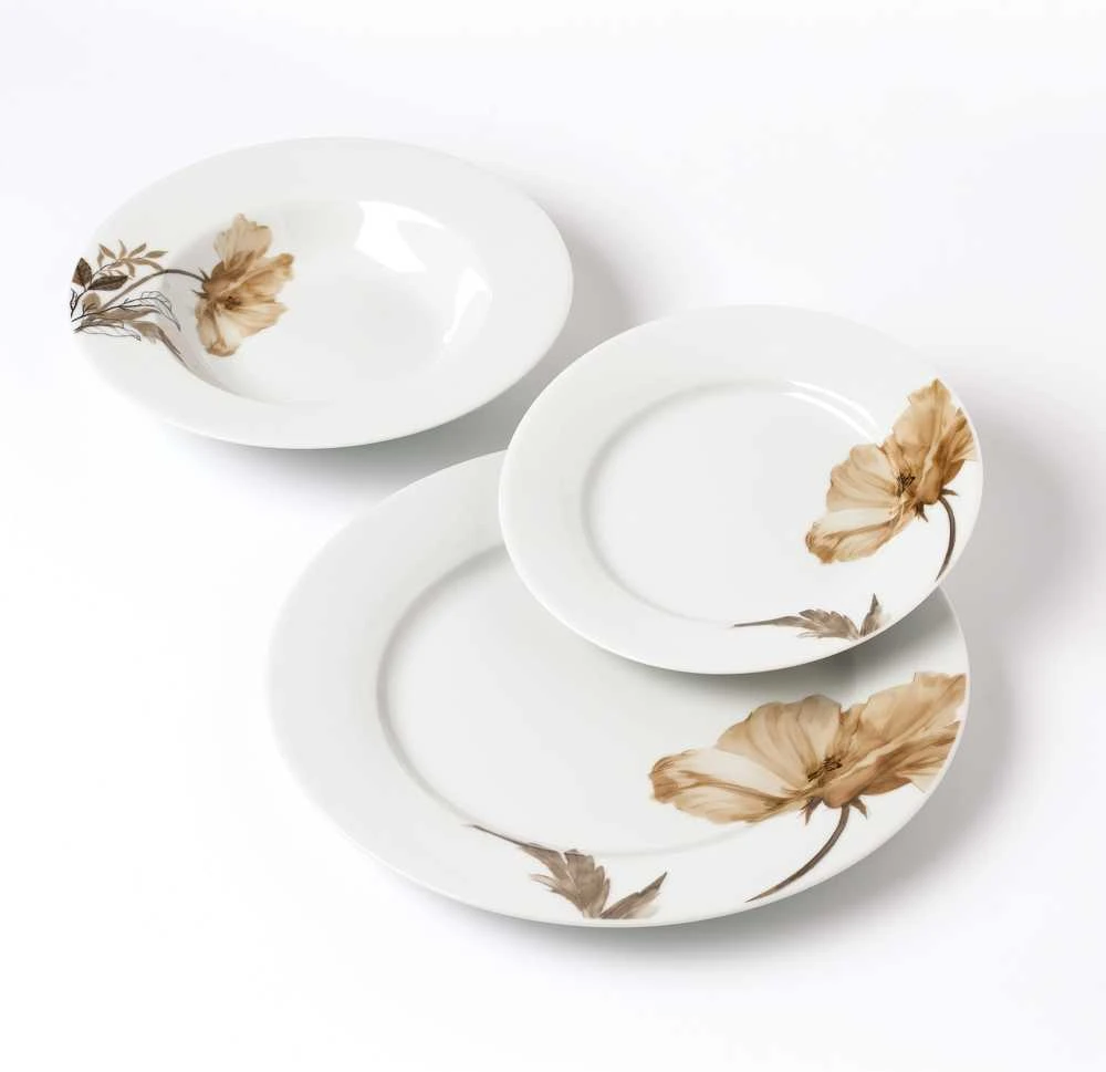 Affek Design LEA BEIGE pietų rinkinys 18 dalių 21,8 cm / 19,2 / 27 cm sriubos lėkštė 220 ml