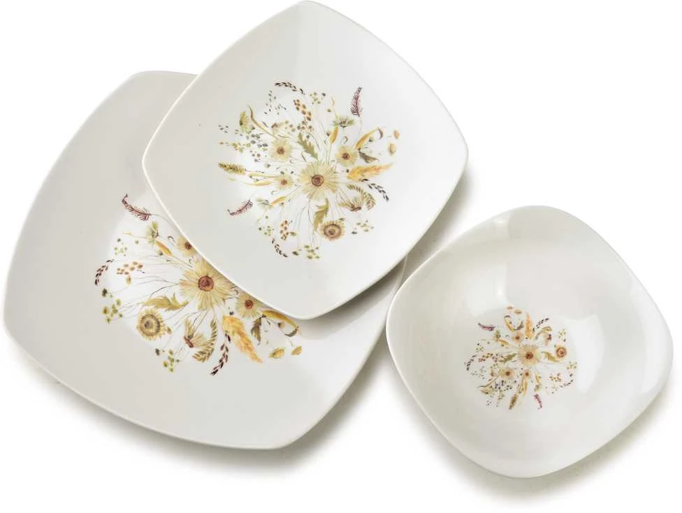 Affek Design LEA BEIGE pietų rinkinys 18 dalių dubenėlis 16,5 cm 500 ml / 18 cm / 24 cm
