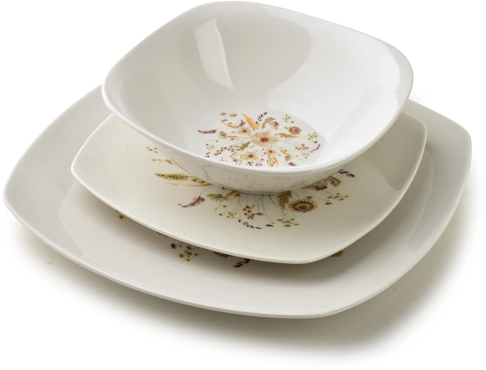Affek Design LEA BEIGE pietų rinkinys 18 dalių dubenėlis 16,5 cm 500 ml / 18 cm / 24 cm