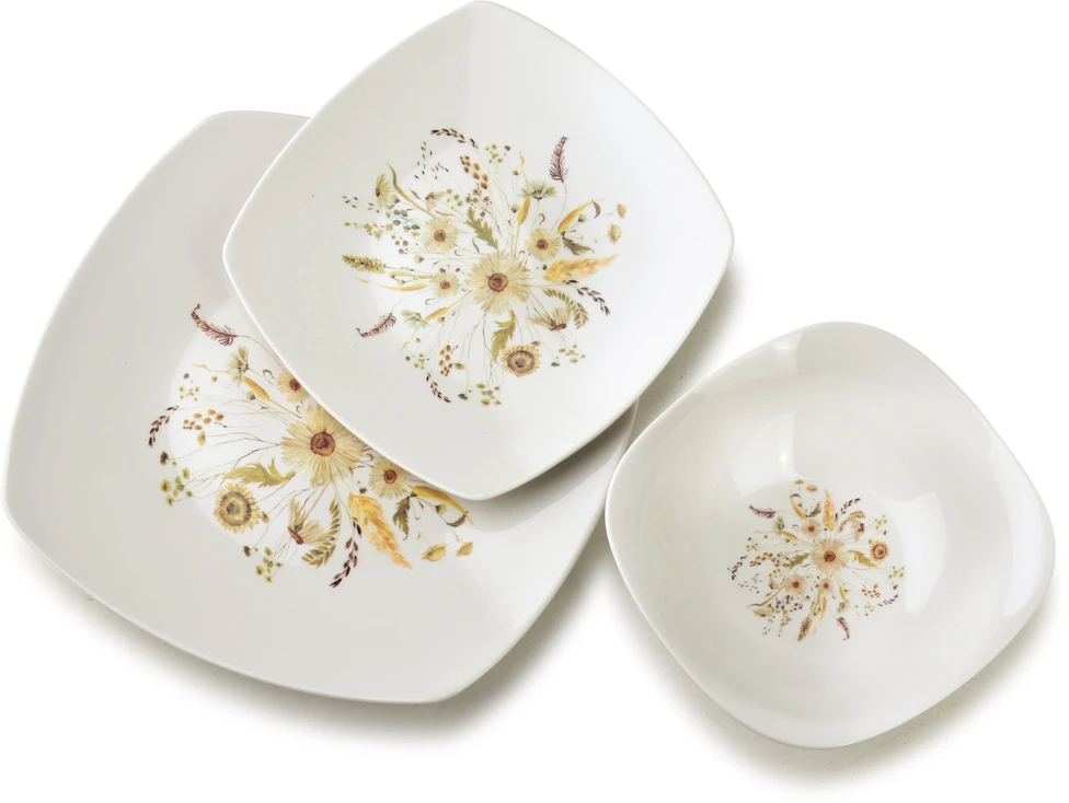 Affek Design LEA BEIGE pietų rinkinys 18 dalių dubenėlis 16,5 cm 500 ml / 18 cm / 24 cm