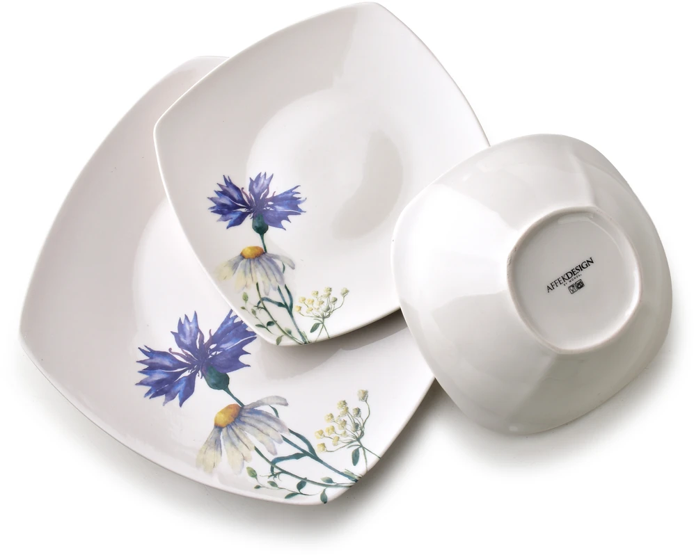 Affek Design LEA CORNFLOWER 18 dalių pietų servizas dubenėlis 16,5 cm 500 ml / 18 cm / 24 cm