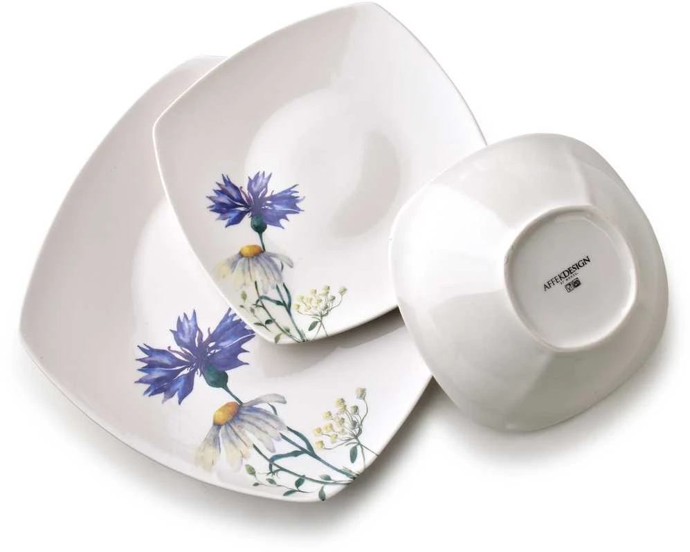Affek Design LEA CORNFLOWER 18 dalių pietų servizas dubenėlis 16,5 cm 500 ml / 18 cm / 24 cm