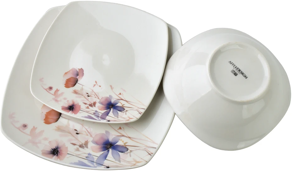 Affek Design LEA DELICATE pietų rinkinys 18 dalių dubenėlis 16 cm 500 ml/18 cm/24 cm
