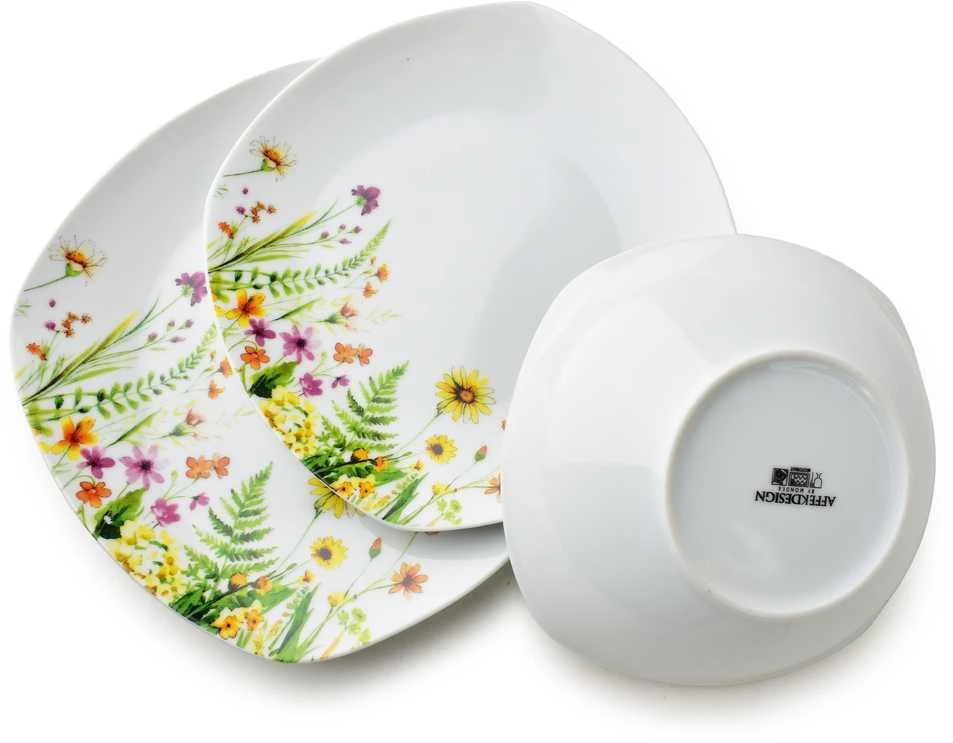 Affek Design LEA GELB 18 dalių pietų servizas, dubenėlis 500 ml, 16,5/19,5/22 cm