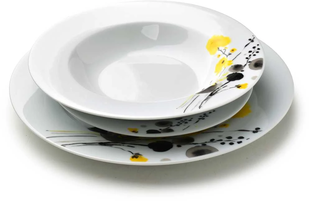 Affek Design LEA Geltonas Pietų rinkinys 18 dalių 21,8 cm/19,2/27 cm sriubos lėkštė 220 ml