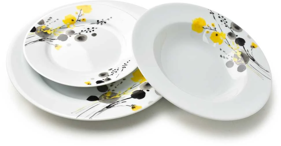 Affek Design LEA Geltonas Pietų rinkinys 18 dalių 21,8 cm/19,2/27 cm sriubos lėkštė 220 ml