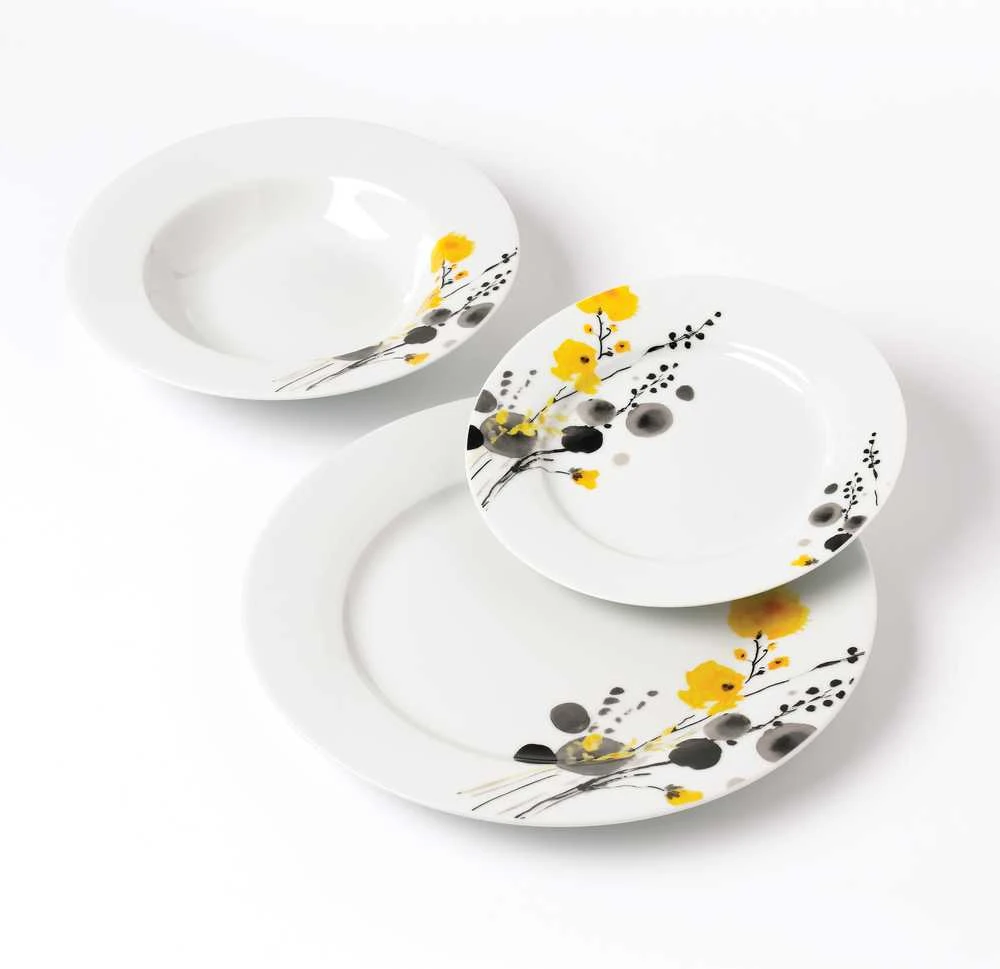 Affek Design LEA Geltonas Pietų rinkinys 18 dalių 21,8 cm/19,2/27 cm sriubos lėkštė 220 ml
