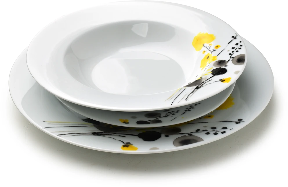 Affek Design LEA Geltonas Pietų rinkinys 18 dalių 21,8 cm/19,2/27 cm sriubos lėkštė 220 ml