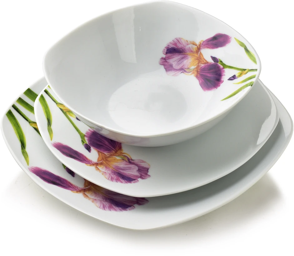 Affek Design LEA IRIS 18 dalių pietų servizas, dubuo 500 ml, 16,5/19,5/22 cm