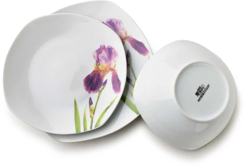 Affek Design LEA IRIS 18 dalių pietų servizas, dubuo 500 ml, 16,5/19,5/22 cm