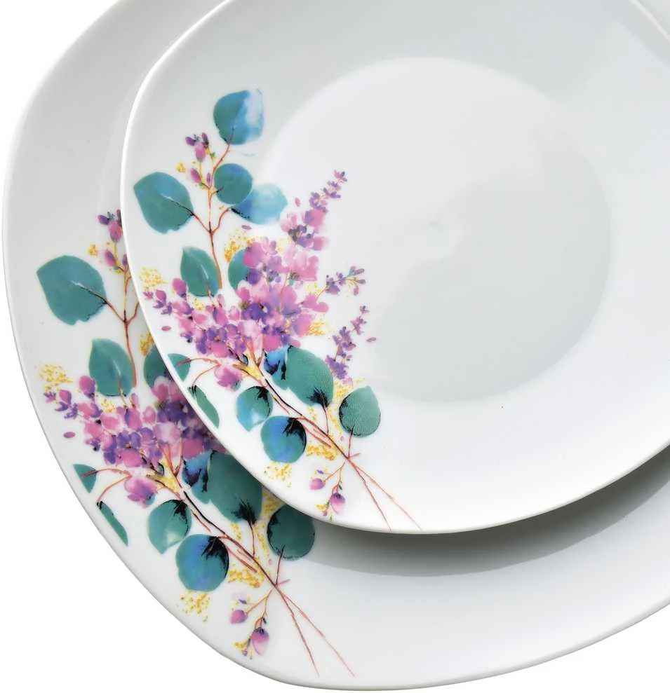Affek Design LEA LAVENDER pietų rinkinys, 16 dalių, 370 ml puodelis / 500 ml dubuo, 17/19,5/25,5 cm