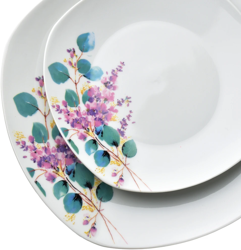 Affek Design LEA LAVENDER pietų rinkinys, 16 dalių, 370 ml puodelis / 500 ml dubuo, 17/19,5/25,5 cm