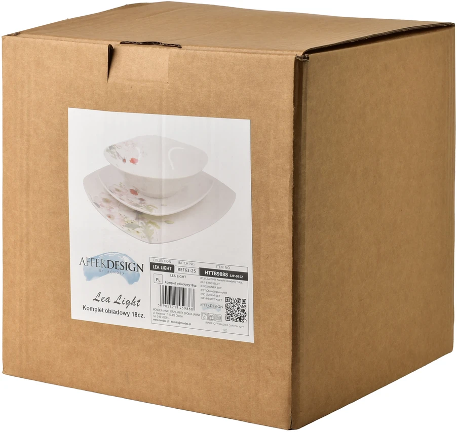 Affek Design LEA LIGHT pietų rinkinys 18 dalių dubenėlis 16,5 cm 500 ml / 18 cm / 24 cm