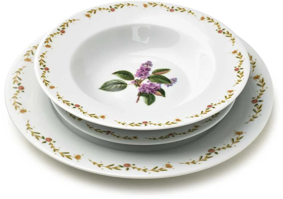Affek Design LEA LILAC pietų rinkinys 18 dalių 21,8 cm / 19,2 / 27 cm sriubos lėkštė 220 ml