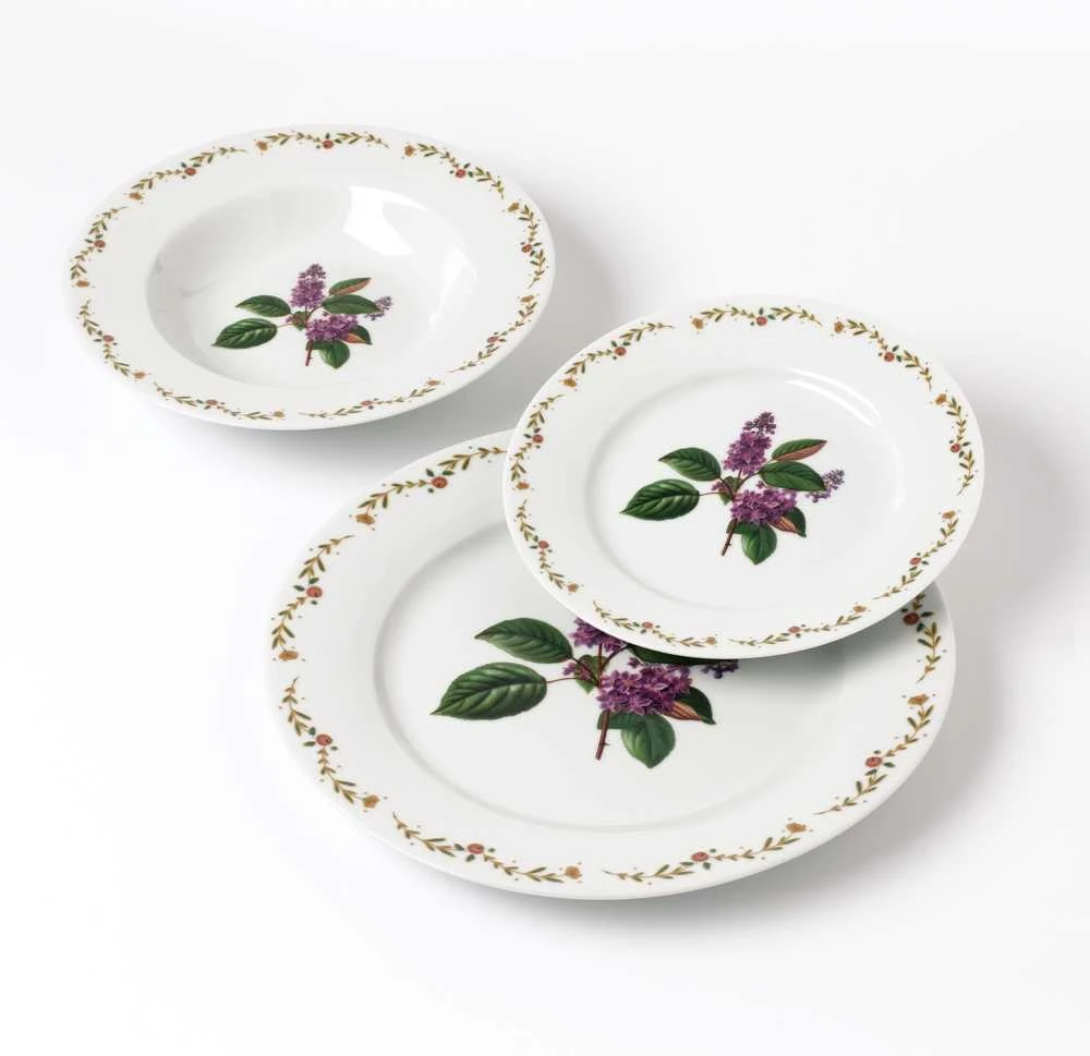 Affek Design LEA LILAC pietų rinkinys 18 dalių 21,8 cm / 19,2 / 27 cm sriubos lėkštė 220 ml