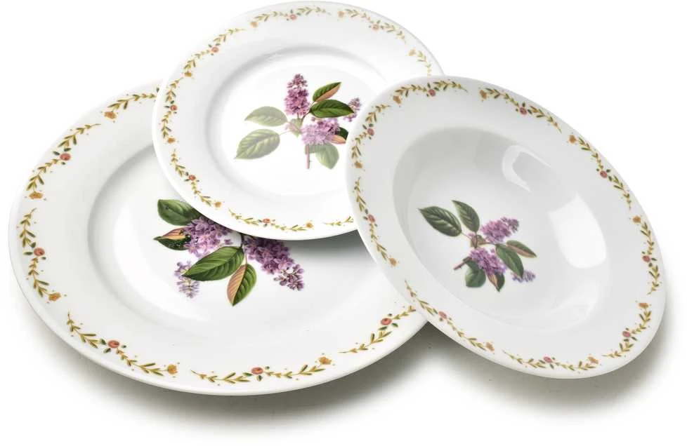 Affek Design LEA LILAC pietų rinkinys 18 dalių 21,8 cm / 19,2 / 27 cm sriubos lėkštė 220 ml