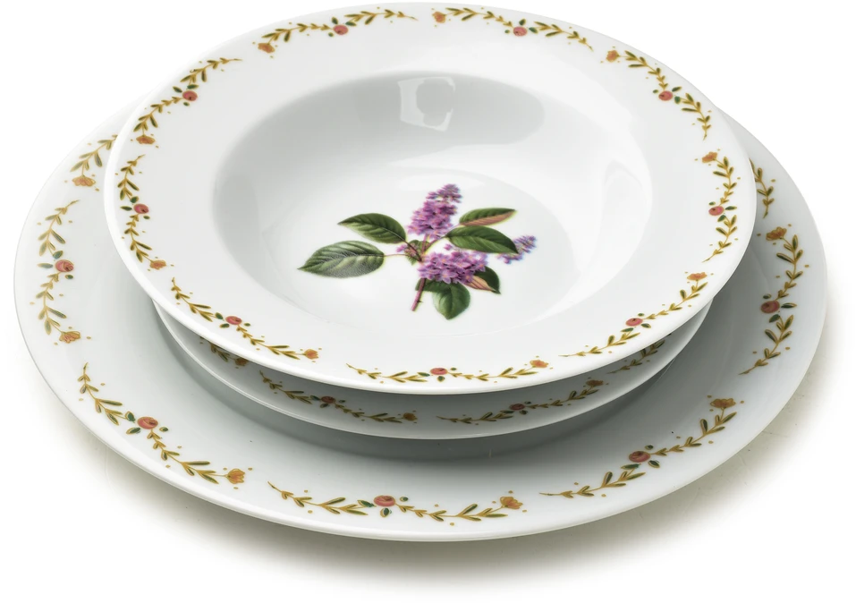 Affek Design LEA LILAC pietų rinkinys 18 dalių 21,8 cm / 19,2 / 27 cm sriubos lėkštė 220 ml