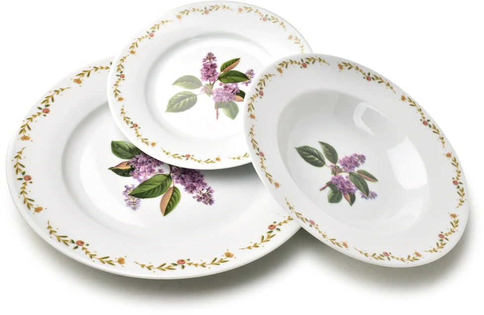 Affek Design LEA LILAC pietų rinkinys 18 dalių 21,8 cm / 19,2 / 27 cm sriubos lėkštė 220 ml