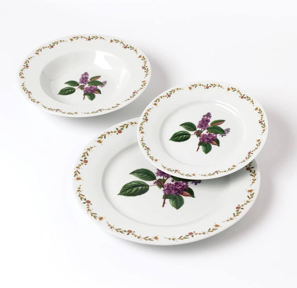 Affek Design LEA LILAC pietų rinkinys 18 dalių 21,8 cm / 19,2 / 27 cm sriubos lėkštė 220 ml