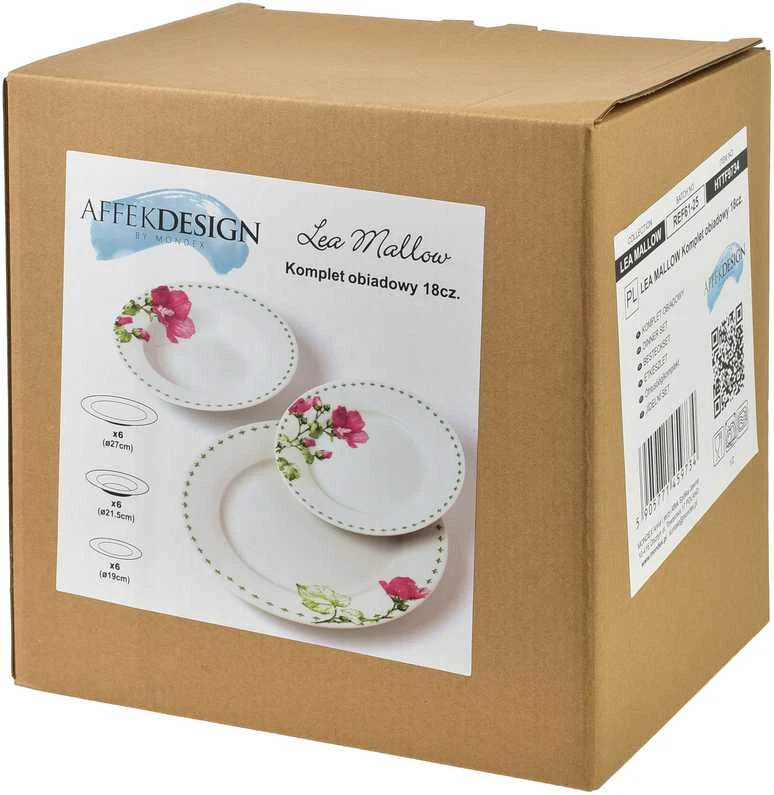 Affek Design LEA MALLOW pietų rinkinys 18 dalių 21,8 cm/19,2/27 cm sriubos lėkštė 220 ml
